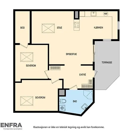 Sentral loftsleilighet med solfylt utetplass Leilighet