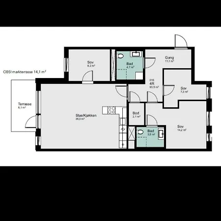Ny Og Moderne Apartment *