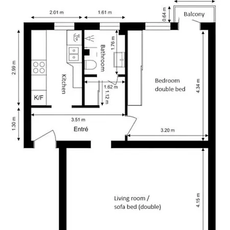 Apartmán Popular Area, Central, 55m2, 1-4 Guests Oslo